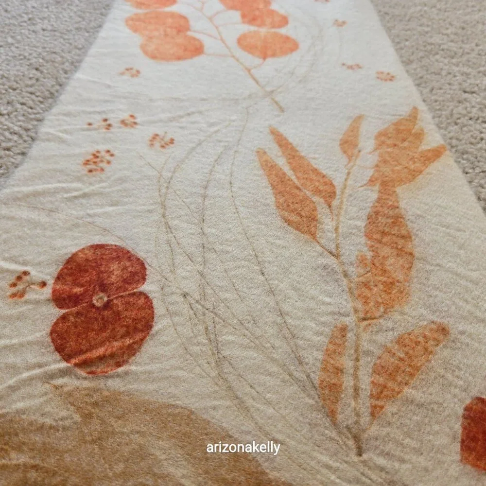 NWOT Handmade Wool Scarf Botanical Natural Dye Plants Eco Print Mayumix Designs - Picture 2 of 15